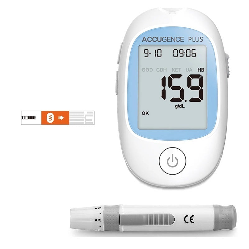 Tragbarer 4-in-1-Blutanalysator (Glukose, Keton, Harnsäure und Hämoglobin)